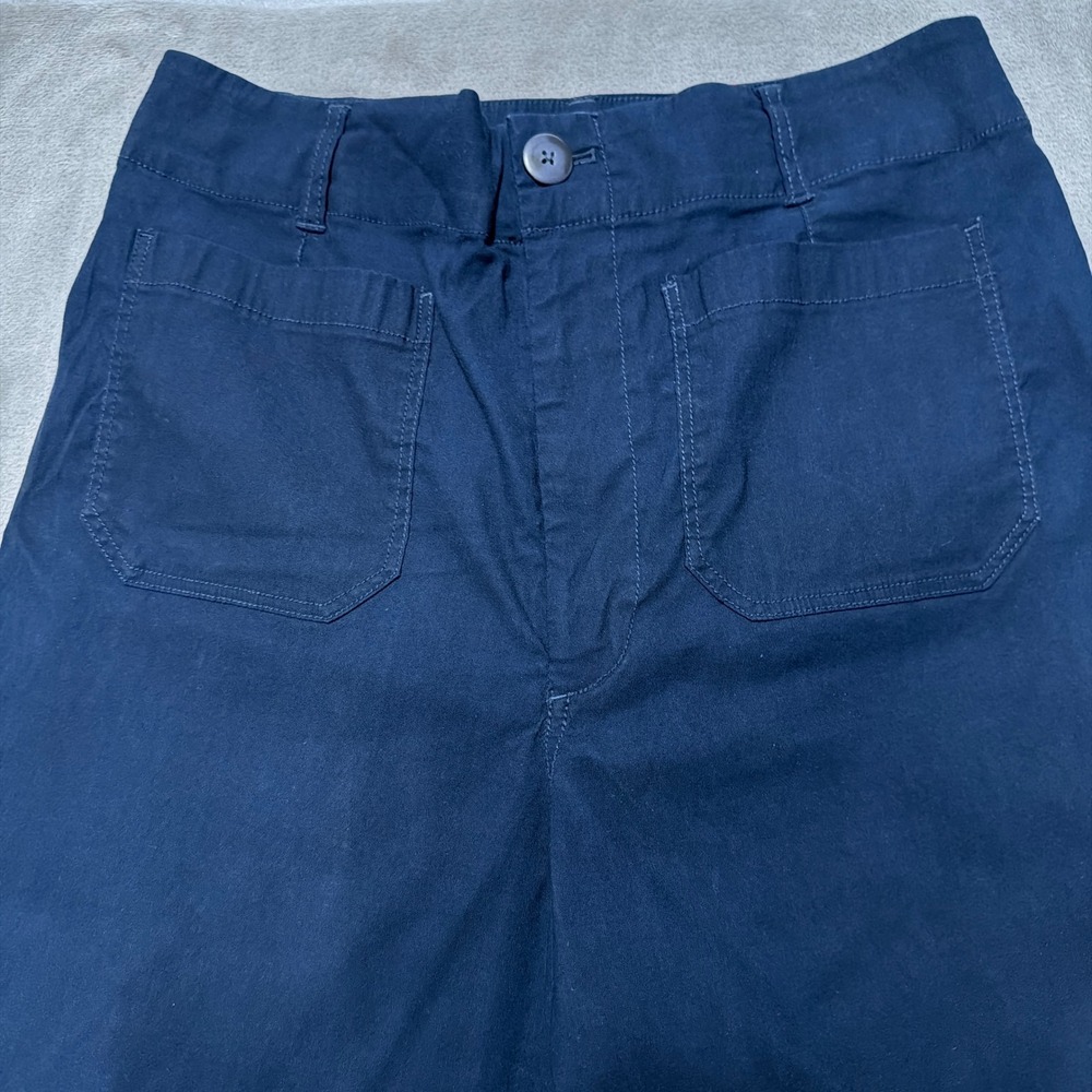 Maeve The Colette Pants Womens 32 Navy Blue Star Embroidered Wide Leg Cropped - Picture 7 of 14